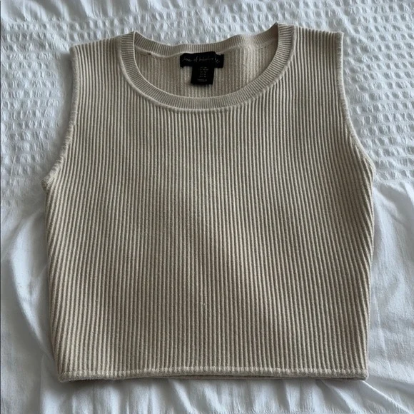 House of Harlow 1960 Cream Ribbed Tank Top - Picture 3 of 6